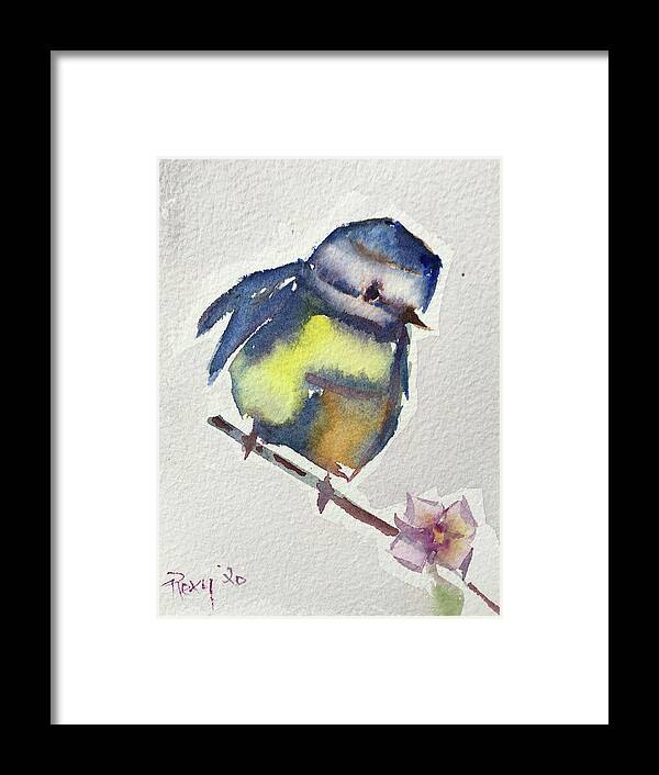 Blue Tit Framed Print featuring the painting Blue by Roxy Rich