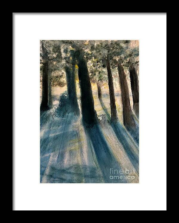 Trees Framed Print featuring the painting Blue Shadows by Deb Stroh-Larson