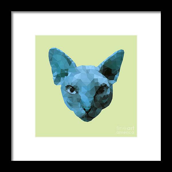 Sphynx Framed Print featuring the digital art Blue Sphynx by Jindra Noewi