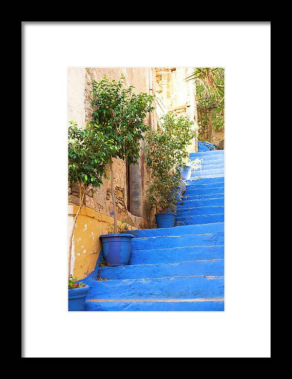 Stairs Framed Print featuring the photograph Blue stairs by Anna Kluba