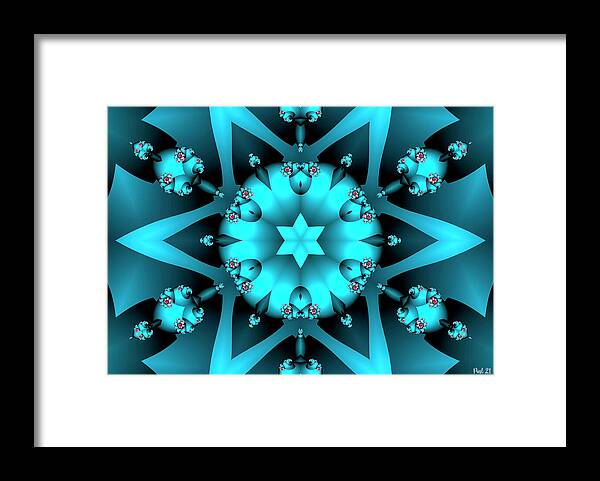 Fractal Framed Print featuring the digital art Blue Star by Jutta Maria Pusl