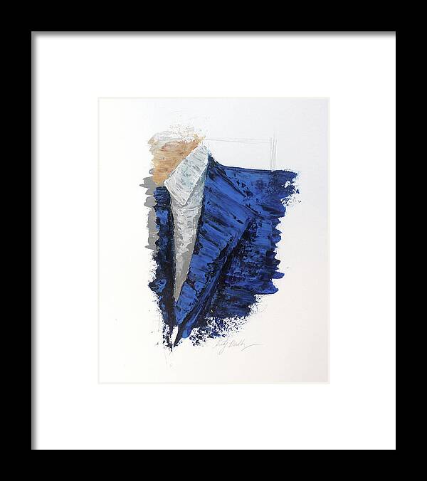 Blue Framed Print featuring the painting Blue suit with blue tie by Kristye Dudley