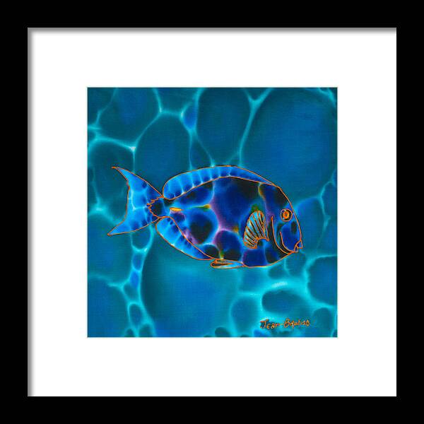 Blue Tang Framed Print featuring the painting Blue Surgeonfish by Daniel Jean-Baptiste