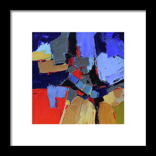 Abstract Framed Print featuring the painting Blue Variation by Elise Palmigiani
