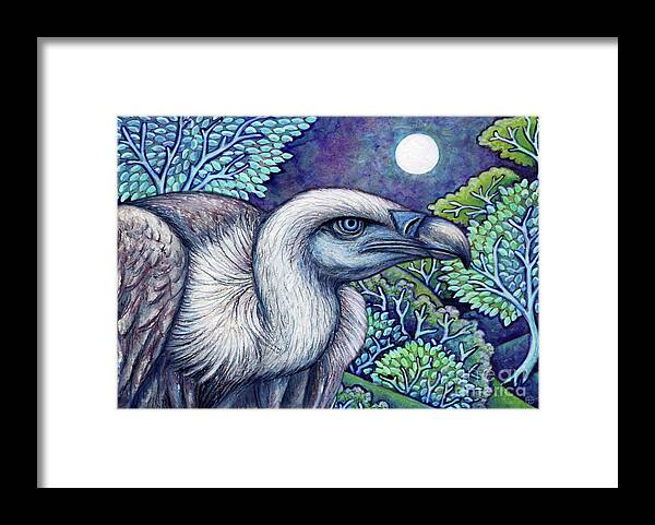 Vulture Framed Print featuring the painting Blue Vulture Moon by Amy E Fraser