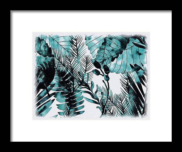 Botanical Art Framed Print featuring the digital art Blue Watercolor Botanical by Bonnie Bruno