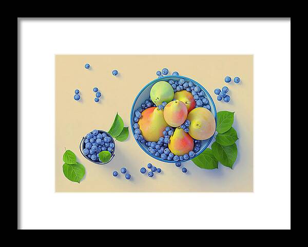 Blueberry Framed Print featuring the photograph Blueberries And Pears by Johanna Hurmerinta