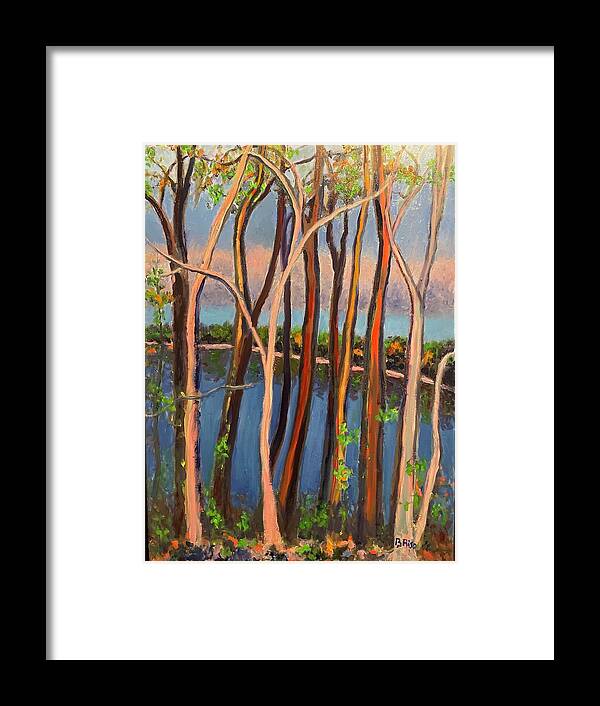 Trees Pond Cape Cod Framed Print featuring the painting Blueberry Pond by Beth Riso
