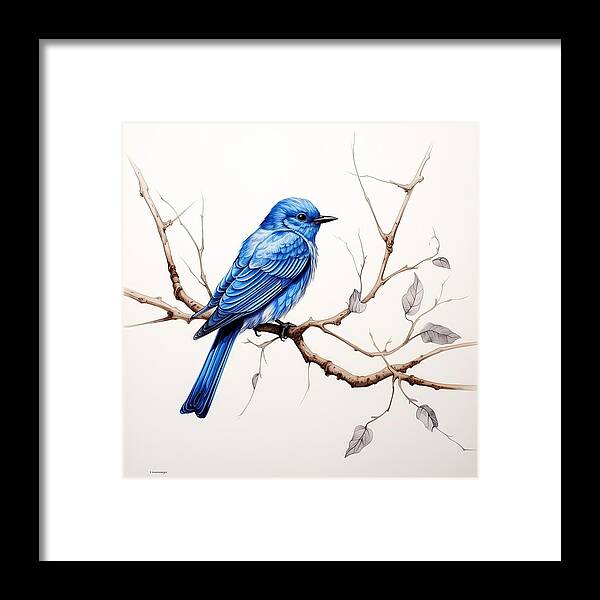 Bluebird Framed Print featuring the painting Bluebird Home Decor by Lourry Legarde
