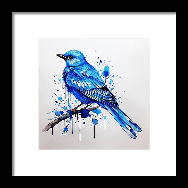 Bluebird Framed Print featuring the painting Bluebird's Essence by Lourry Legarde