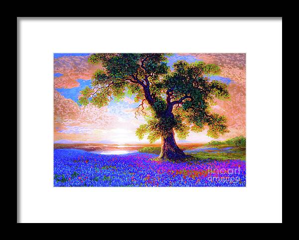 Floral Framed Print featuring the painting Bluebonnets by Jane Small