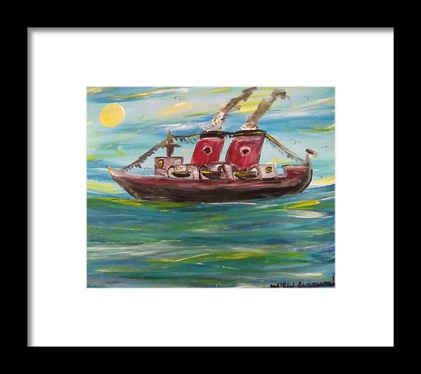 Cruises Framed Print featuring the painting Blues Liner by Andrew Blitman