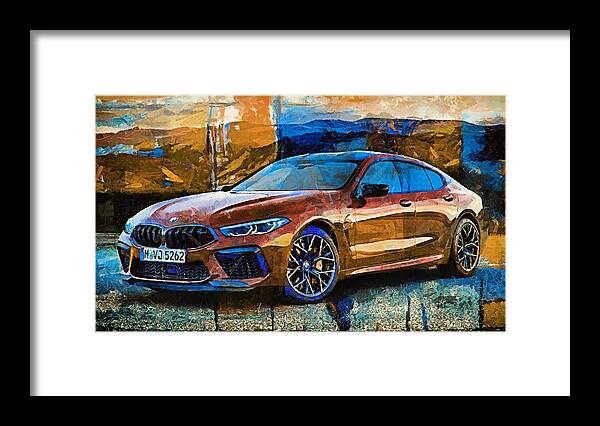 Bmw Framed Print featuring the mixed media Bmw M8 by SampadArt Gallery