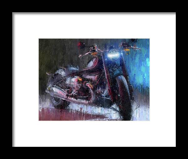 Motorcycle Framed Print featuring the painting BMW R18 Motorcycle by Vart by Vart