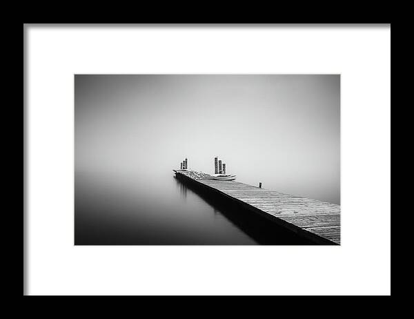 Loch Lomond Framed Print featuring the photograph Boat Jetty in the mist by Grant Glendinning