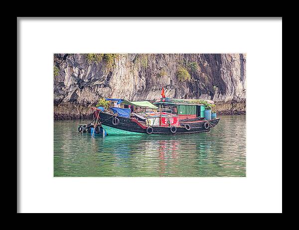 Halong Bay Photography Framed Print featuring the photograph Boat on Halong Bay by Marla Brown