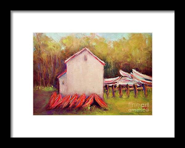 Boat House Framed Print featuring the painting Boathouse by Joyce Guariglia