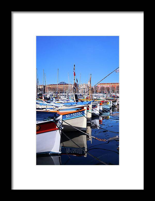 Boat Framed Print featuring the photograph Boats in a Row by Andrea Whitaker