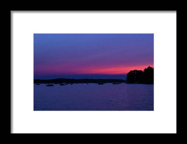 Lake Framed Print featuring the photograph Boats Watching 4th Fireworks by Ed Williams