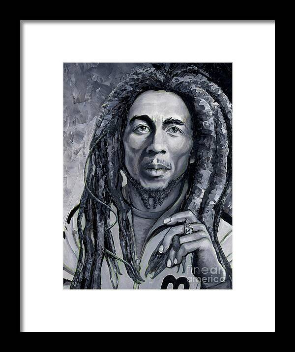 Rasta Framed Print featuring the painting Bob Marley by PJ Kirk