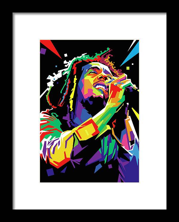 Bob Marley Framed Print featuring the digital art Bob Marley Wpap Pop Art by Ahmad Nusyirwan