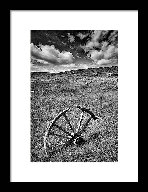 Bodie Framed Print featuring the photograph Bodie Ghost Town Wheel by Jon Glaser