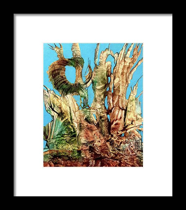 Decalcomania Framed Print featuring the painting Bogomil Alien Landscape 2 by Otto Rapp