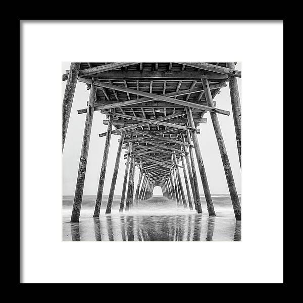 Bogue Inlet Framed Print featuring the photograph Bogue Inlet Fishing Pier on a Foggy Evening by Bob Decker