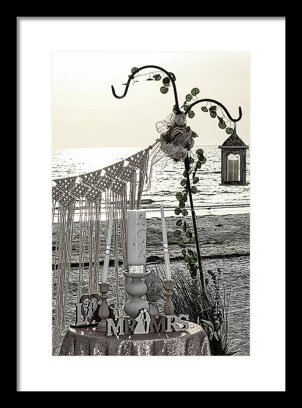 Water Framed Print featuring the photograph BOHO Beach Wedding by Portia Olaughlin