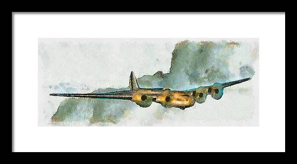 Aircraft Framed Print featuring the mixed media Bomber in Flight by Christopher Reed