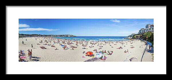 Bondi Beach Panorama Framed Print featuring the photograph Bondi Vibe by Az Jackson