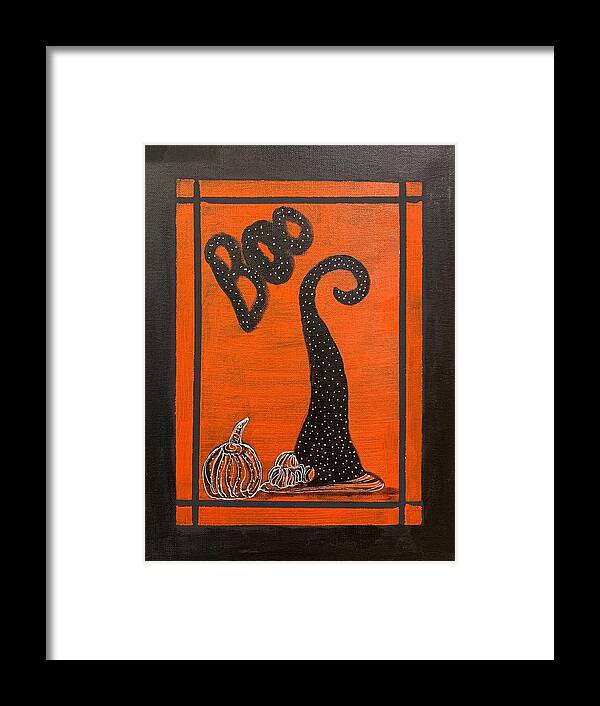 Boo Framed Print featuring the painting BOO by Juliette Becker