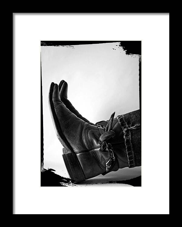Boots Framed Print featuring the photograph BOOTS and BANDANA by Lachlan Main