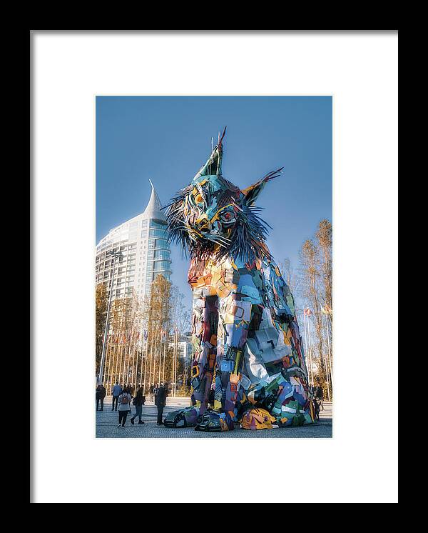 Plastic Framed Print featuring the photograph Bordalo II Oriente's Cat by Micah Offman