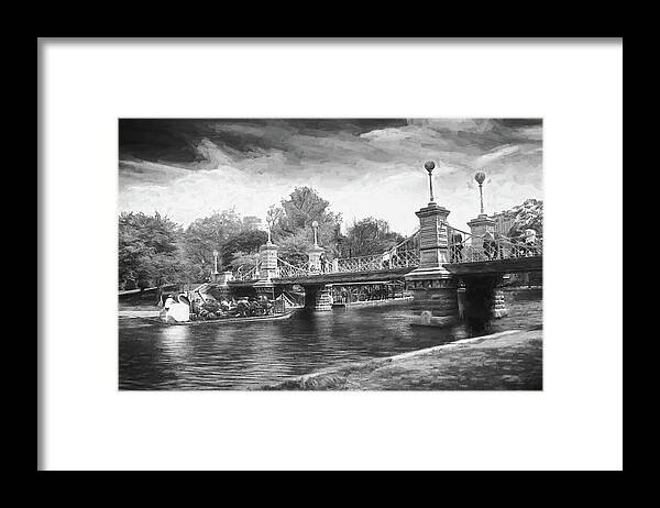 Boston Framed Print featuring the photograph Boston Public Garden Painterly Black and White by Carol Japp