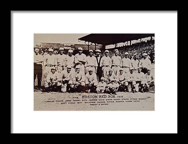 Boston Framed Print featuring the photograph Boston Red Sox Circa Nineteen Eighteen by Frozen in Time Fine Art Photography