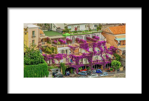 Almalfi Coast Framed Print featuring the photograph Bougainvillea Beauty of Italy by Marcy Wielfaert