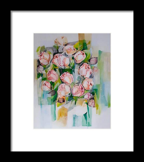 Silk Paper Framed Print featuring the mixed media Bouquet Of Roses by Carolina Prieto Moreno