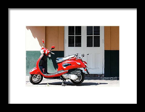 New Orleans Framed Print featuring the photograph Bourbon Street Scooter by Wilko van de Kamp Fine Photo Art