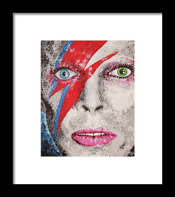David Bowie Framed Print featuring the painting Bowie Spiders from Mars by Steve Follman