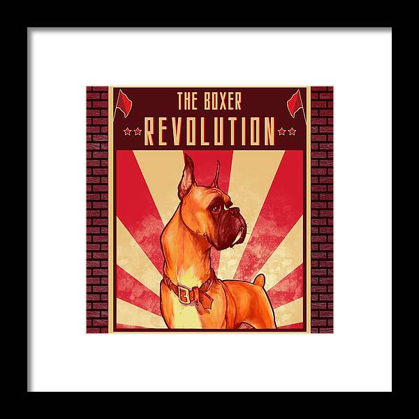 Boxer Framed Print featuring the drawing Boxer REVOLUTION by John LaFree