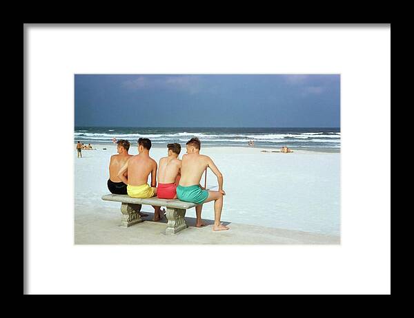 Vacation Framed Print featuring the photograph Boys at a Florida Beach by Robert Christie