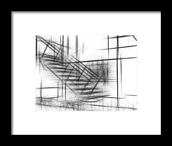Brady Bunch Framed Print featuring the digital art Brady Bunch Stairway Abstract Lines by James Barnes