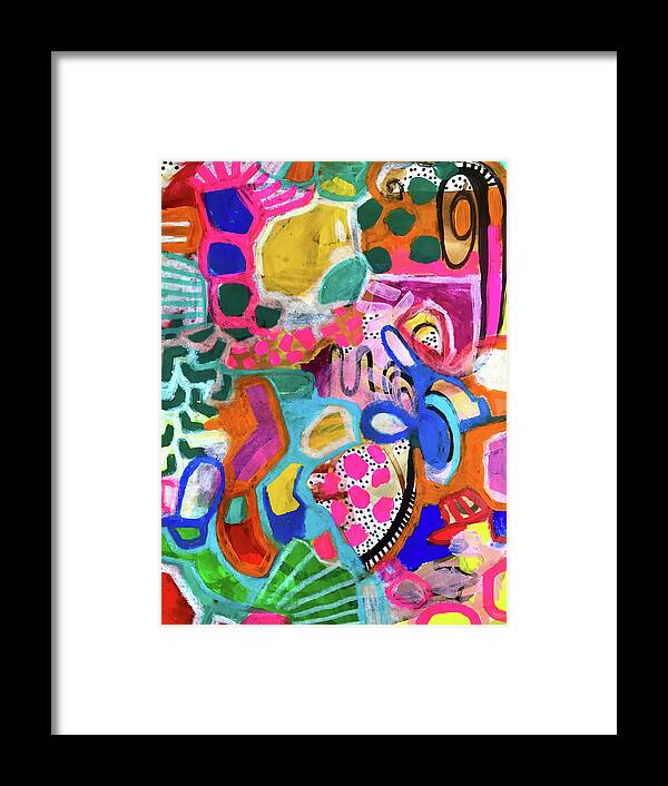 Colorful Abstract Vibrant Bold Modern Contemporary Robin Mead Framed Print featuring the painting Braindump by Robin Mead