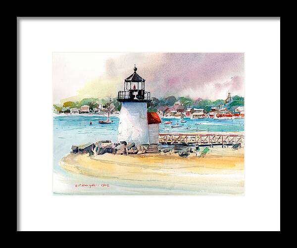 Nantucket Framed Print featuring the painting Brant Point Light by P Anthony Visco