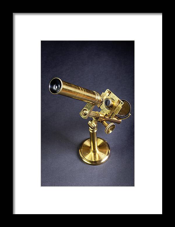 Microscope Framed Print featuring the photograph Brass microscope by Average Images