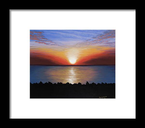 Landscape Framed Print featuring the painting Breaking Dawn by Timothy Stanford