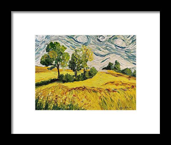 Yellow Framed Print featuring the painting Sunny Day by Roxy Rich