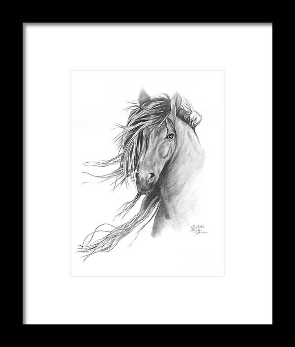 Horse Framed Print featuring the drawing Bren by Elizabeth Gyles Johnson