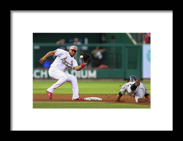 St. Louis Cardinals Framed Print featuring the photograph Brett Gardner and Jhonny Peralta by Dilip Vishwanat